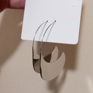 Silver Metal Mirror Drop Earrings (New)